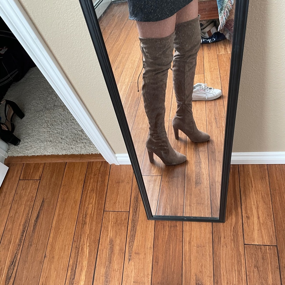 Thigh high heeled boots